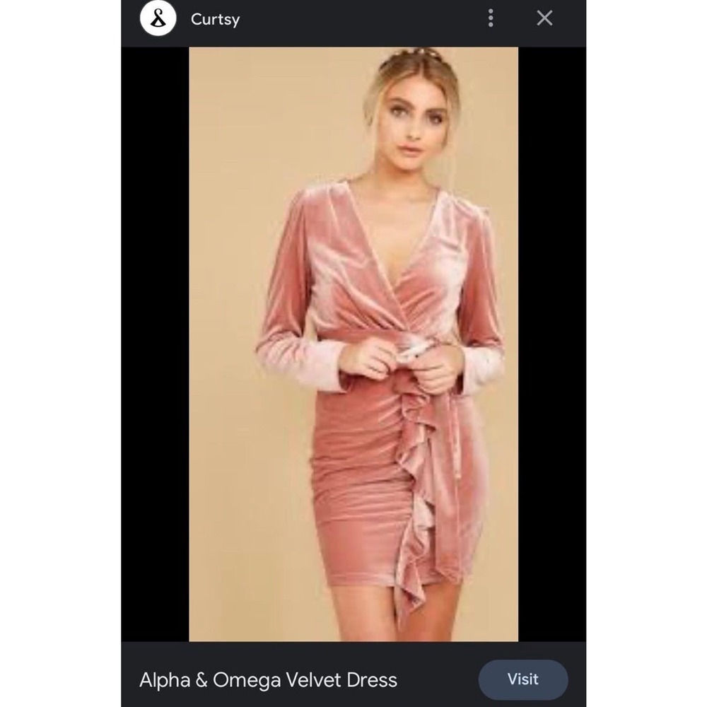 Alpha and Omega Peach Velvet Mini Dress